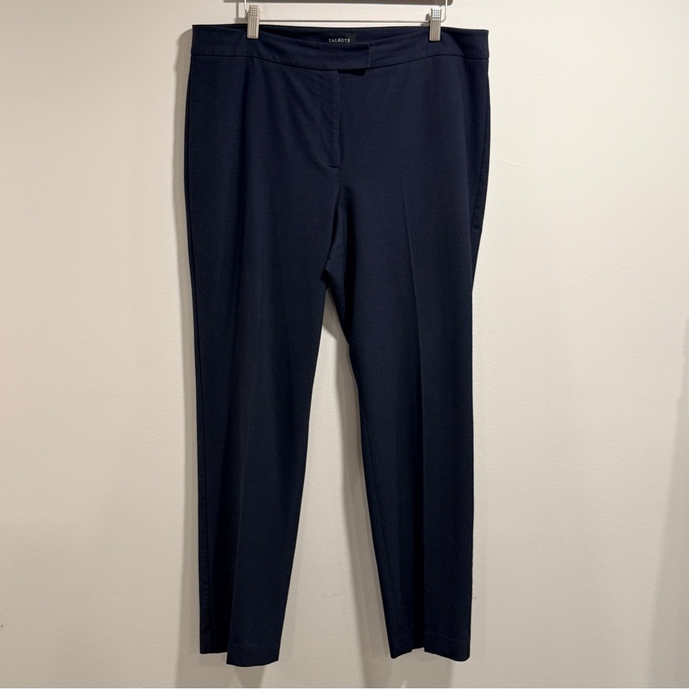 Talbots Women's Classic Navy Ankle Pants with Light Blue Mini Dots Size‎ 16